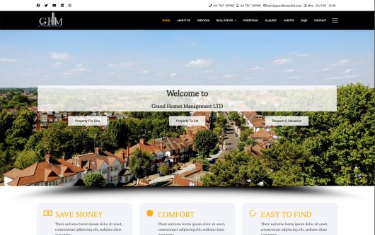 طراحی وب سایت شرکت گرندهومز